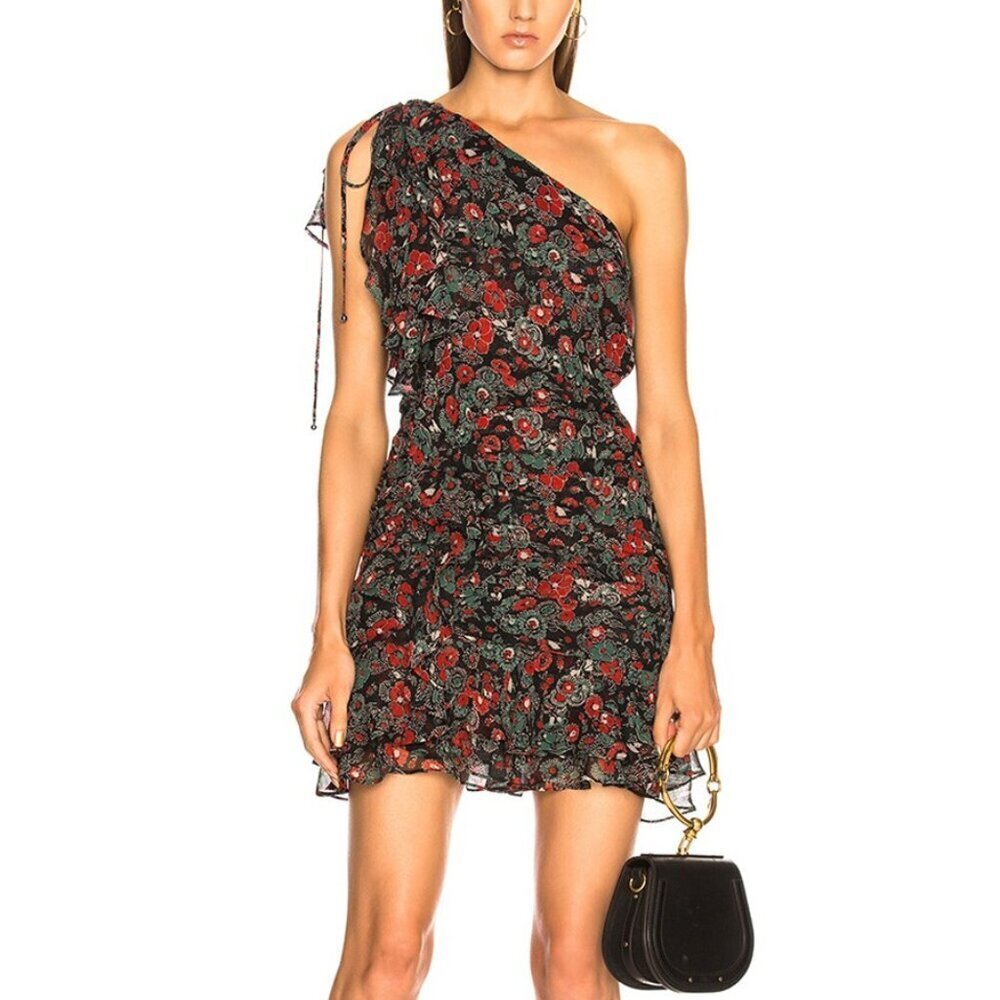 Veronica Beard Ballard Floral One Shoulder Mini Dress Size 2 - Picture 1 of 7